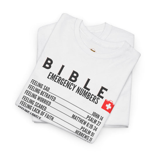Bible Emergency Numbers Tee - Black