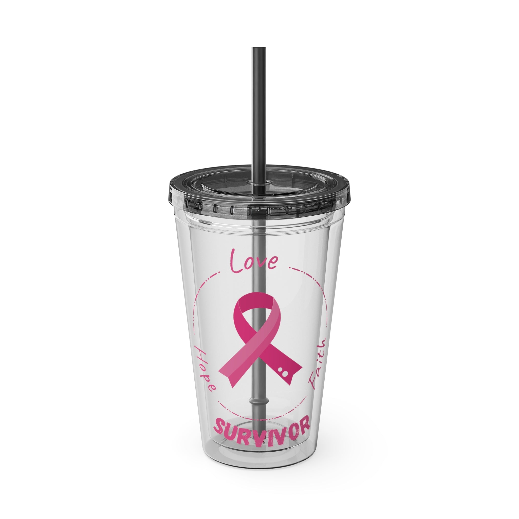 Breast Cancer Survivor 16oz Tumbler with Straw