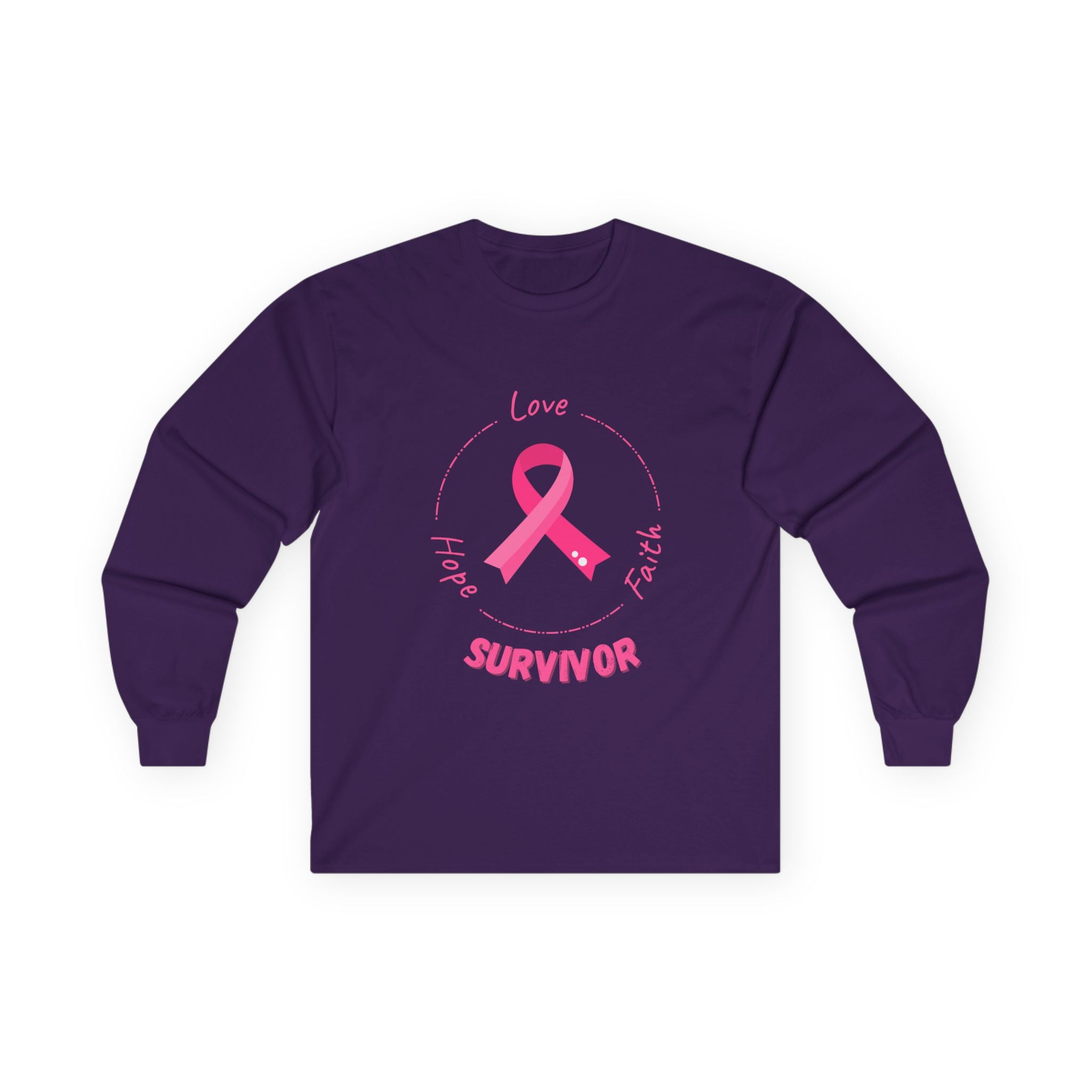 Breast Cancer Survivor Long Sleeve Tee — Pink Ribbon “Survivor”