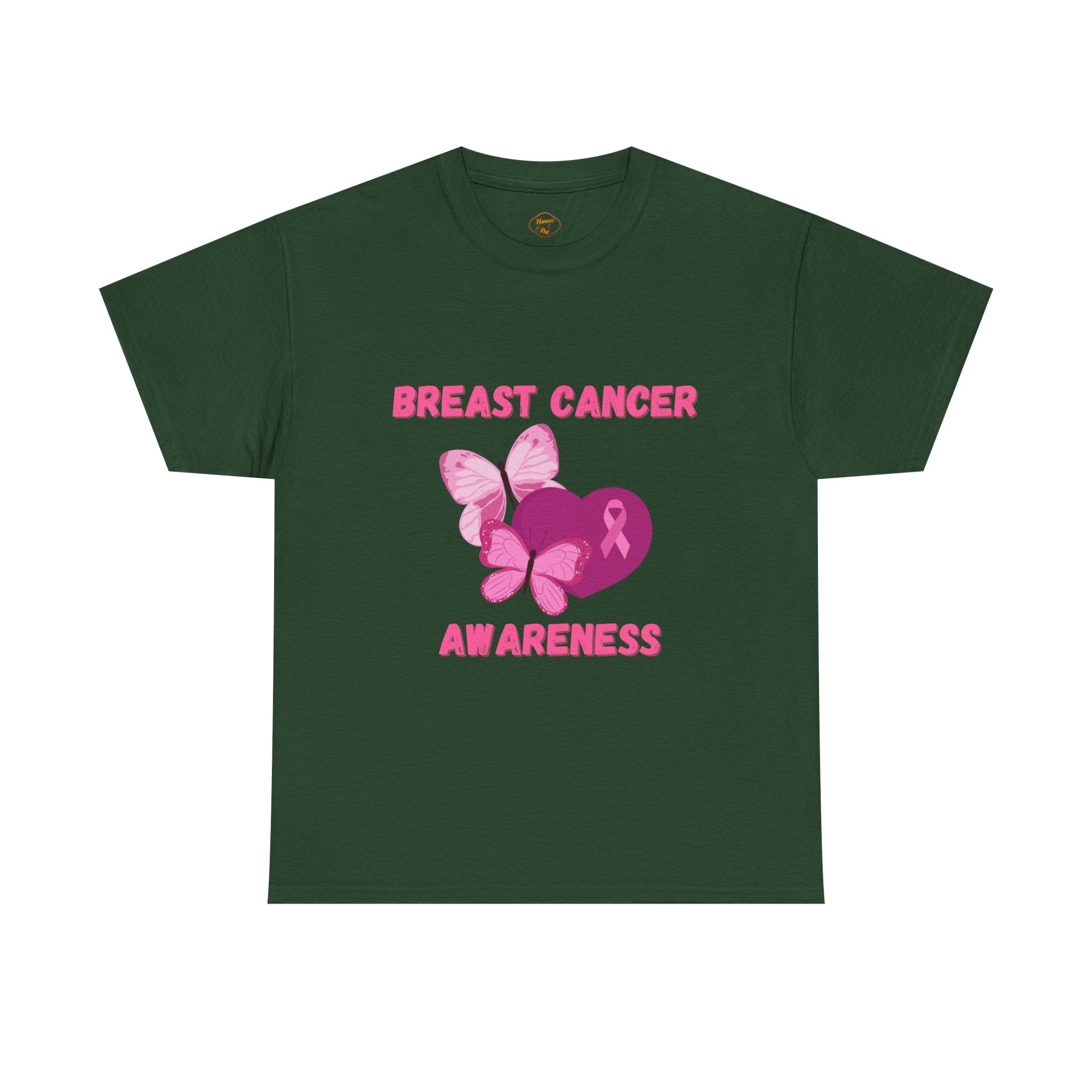 Breast Cancer Awareness Tee with Pink Butterfly & Ribbon