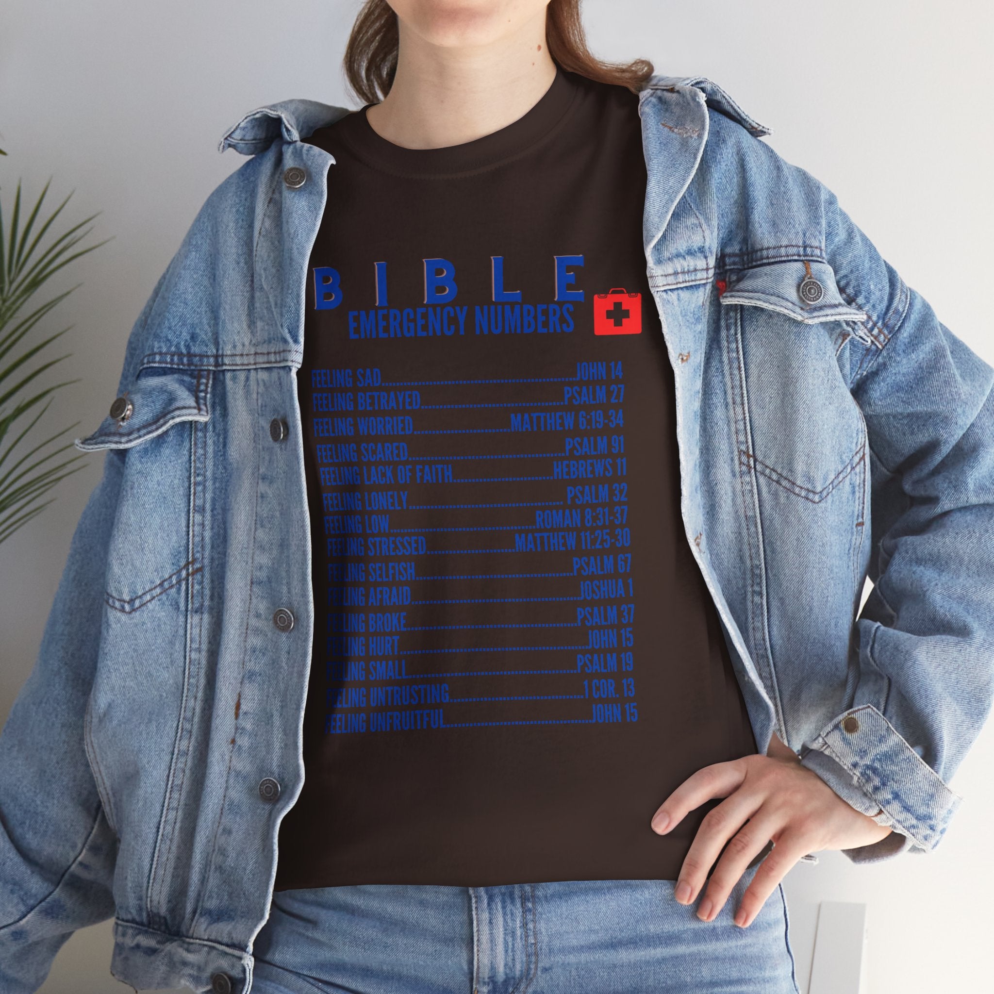 Bible Emergency Numbers Tee - Blue