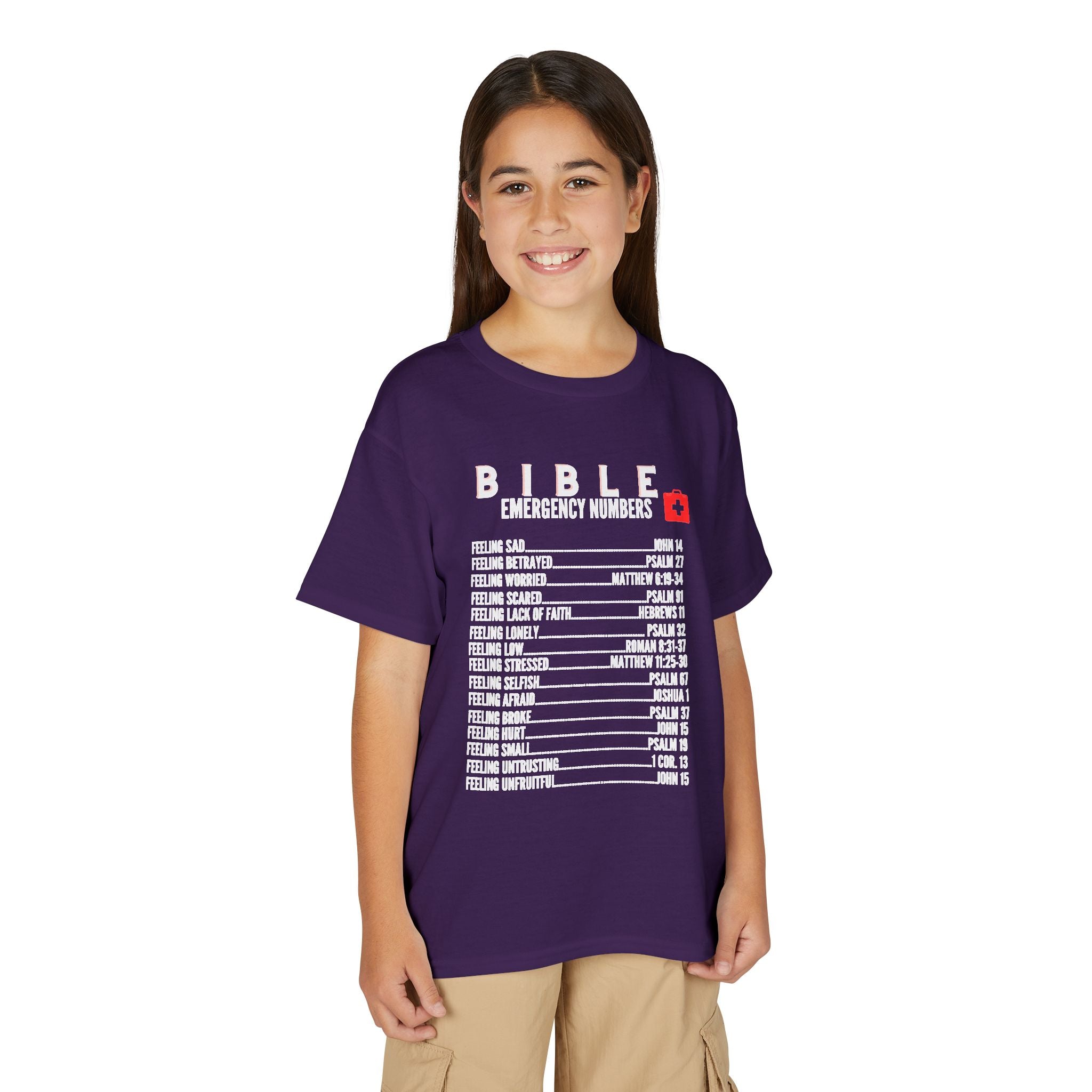 Bible Emergency Numbers Youth T-Shirt — White