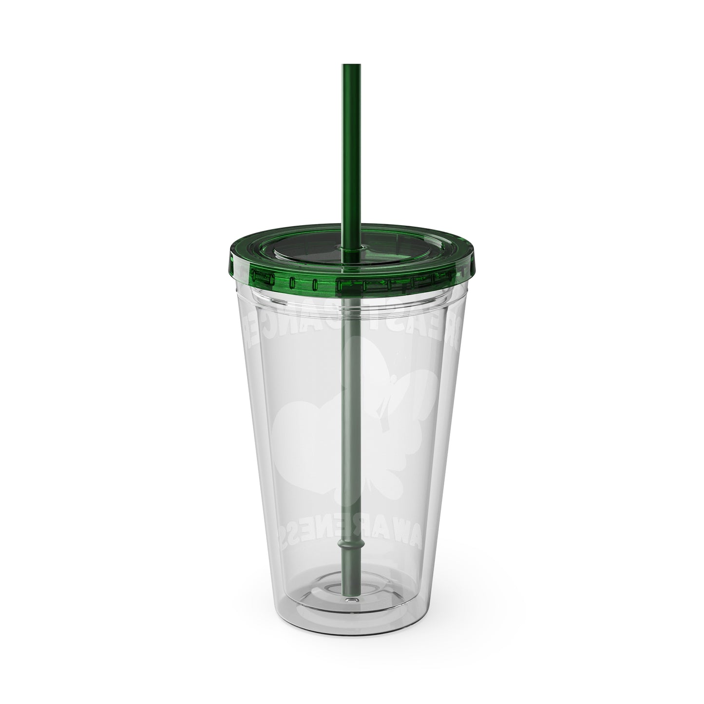 Breast Cancer Awareness 16oz Tumbler with Straw - Butterfly, Heart