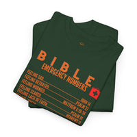 Bible Emergency Numbers Tee - Orange