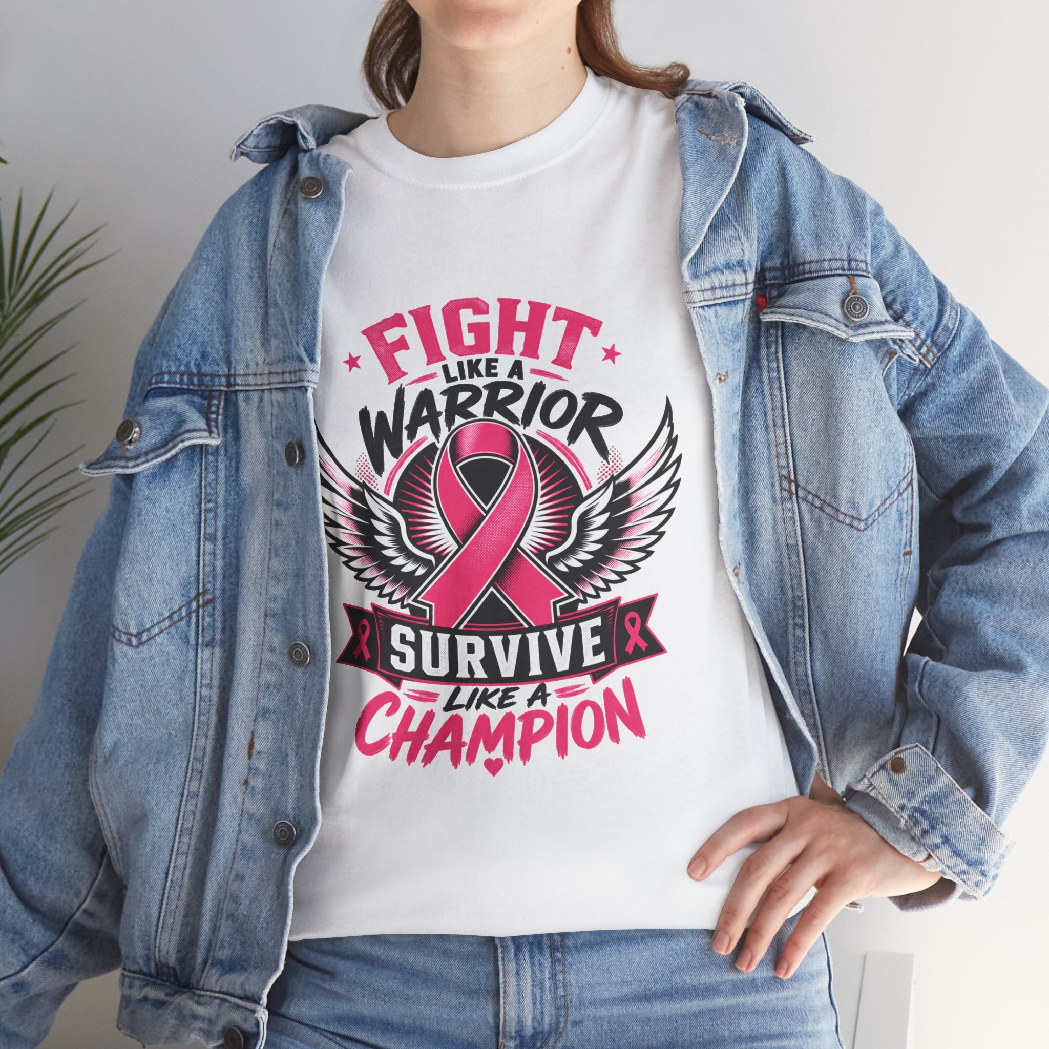 Fight Like a Warrior, Survive Like a Champion Breast Cancer Awareness T-Shirt