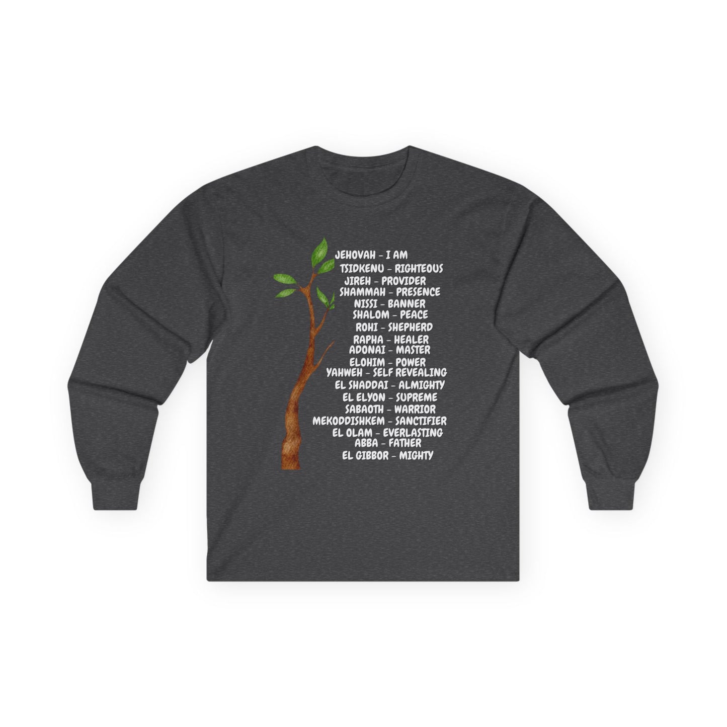 Characteristic Names of God Long Sleeve Tee - White