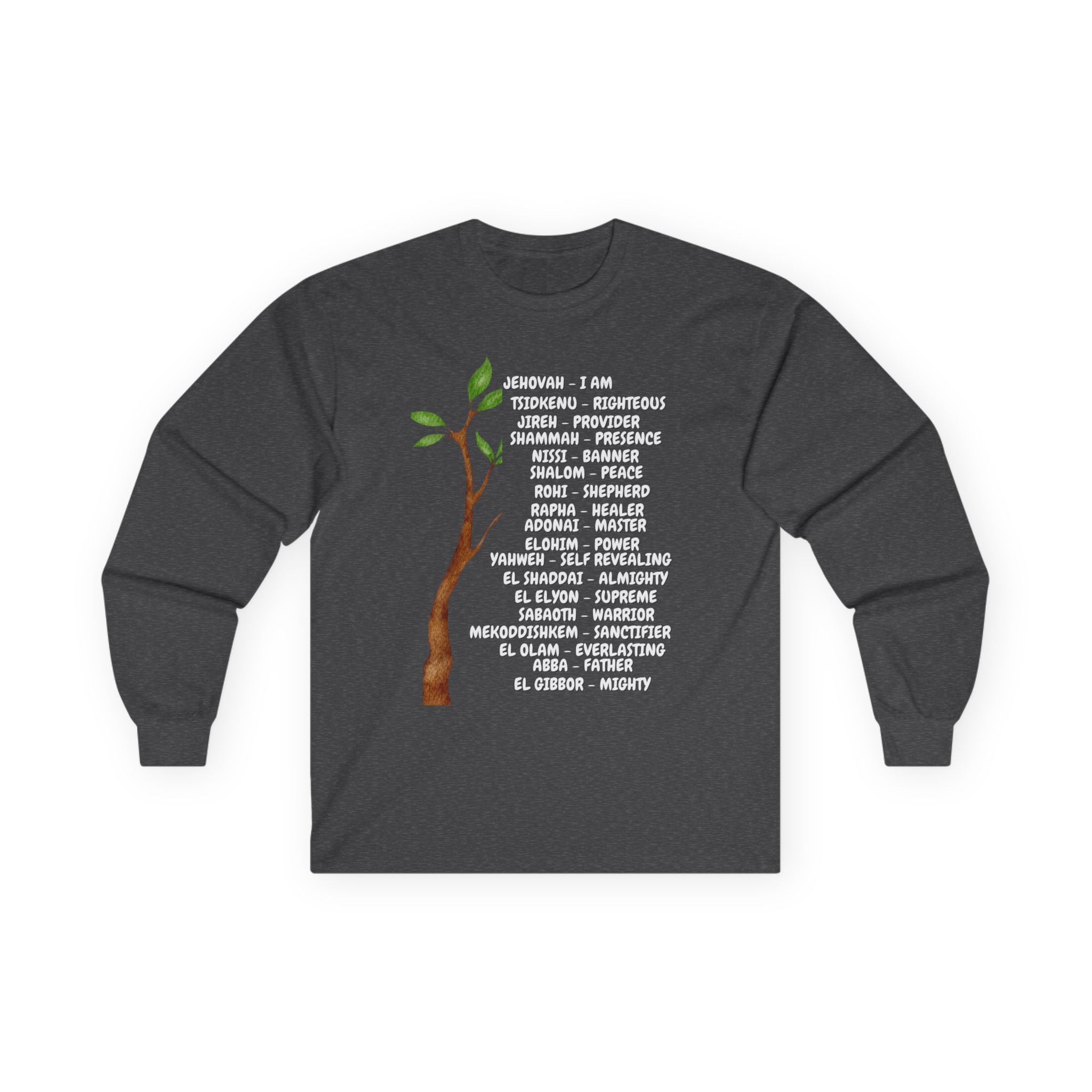 Characteristic Names of God Long Sleeve Tee - White