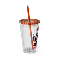 Fight Like a Warrior, Survive Like a Champion Breast Cancer Awareness 16oz Tumbler with Straw