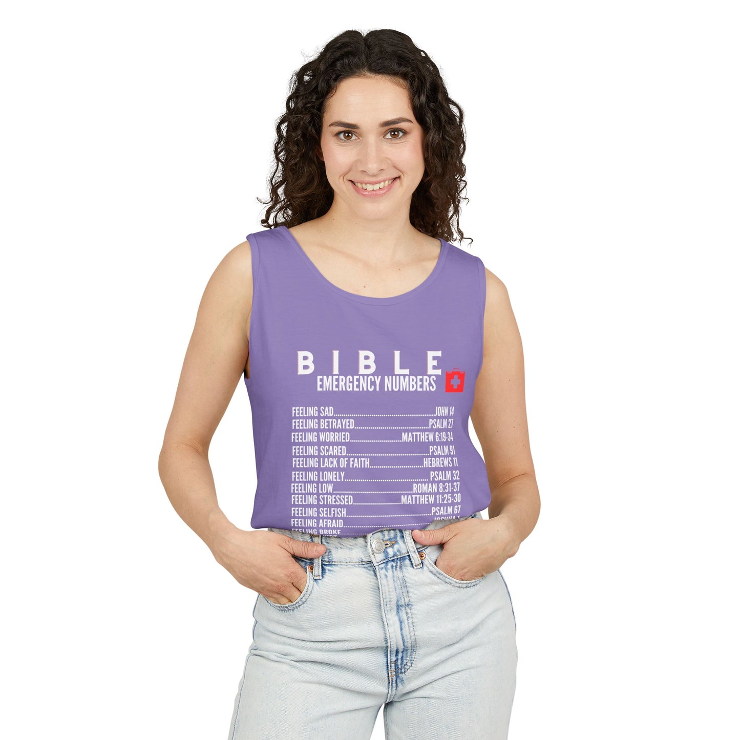Bible Emergency Numbers Tank Top - White