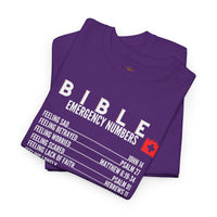 Bible Emergency Numbers Tee - White