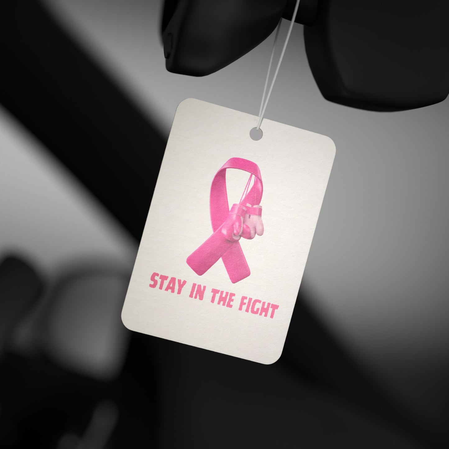 Breast Cancer Awareness Car Air Freshener — Pink Ribbon “Stay in the Fight”