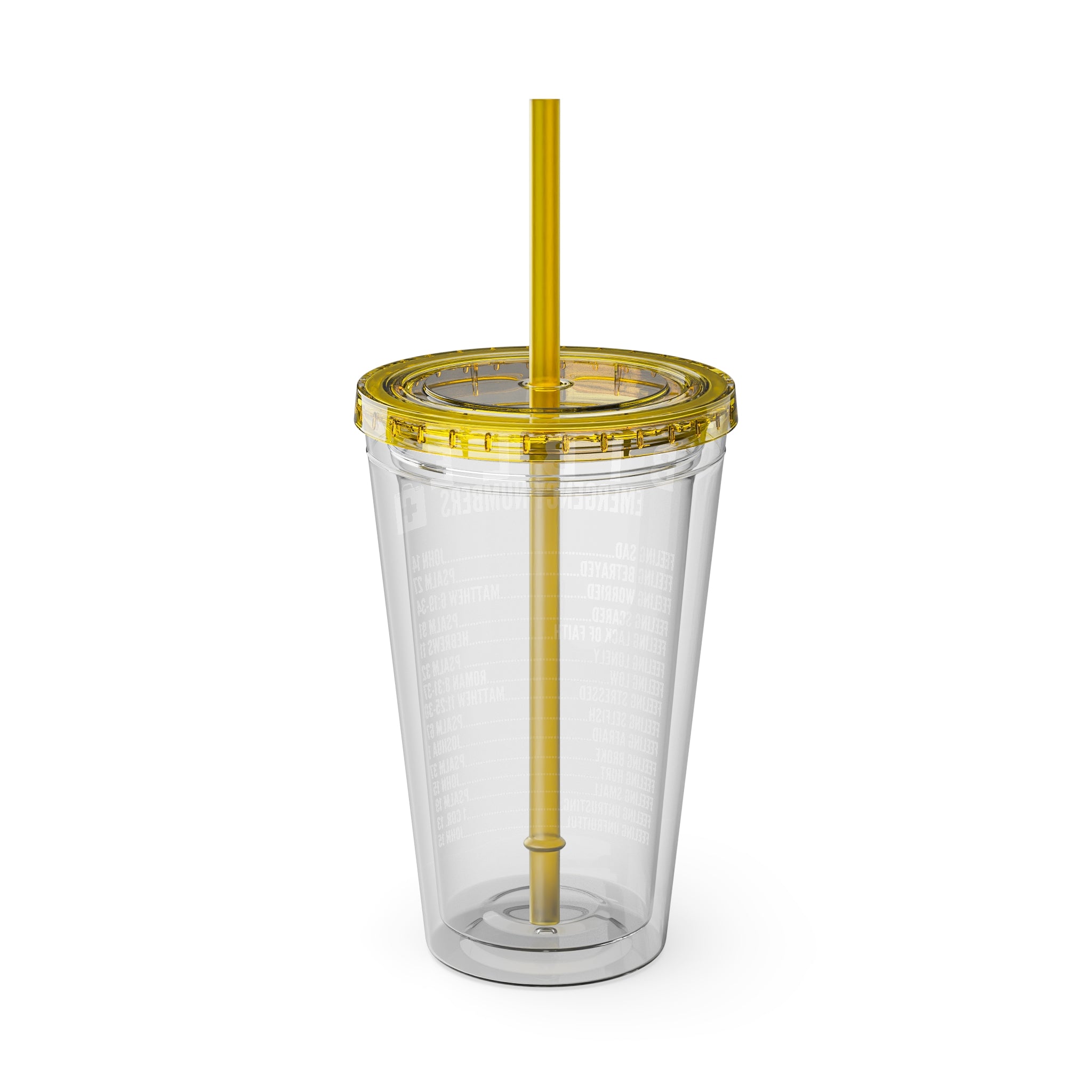 Bible Emergency Numbers 16oz Tumbler with Straw