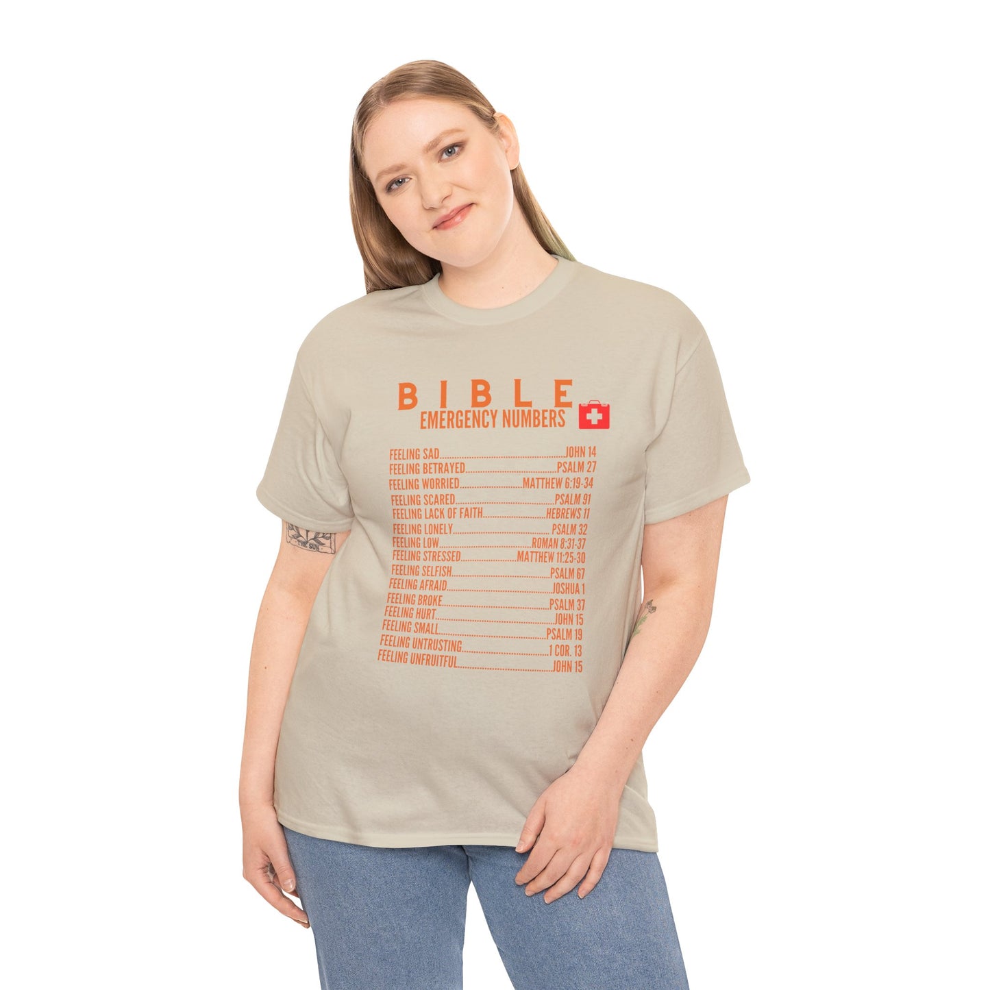 Bible Emergency Numbers Tee - Orange