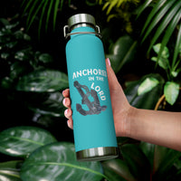 "Anchored in the Lord" 22oz Insulated Water Bottle — White