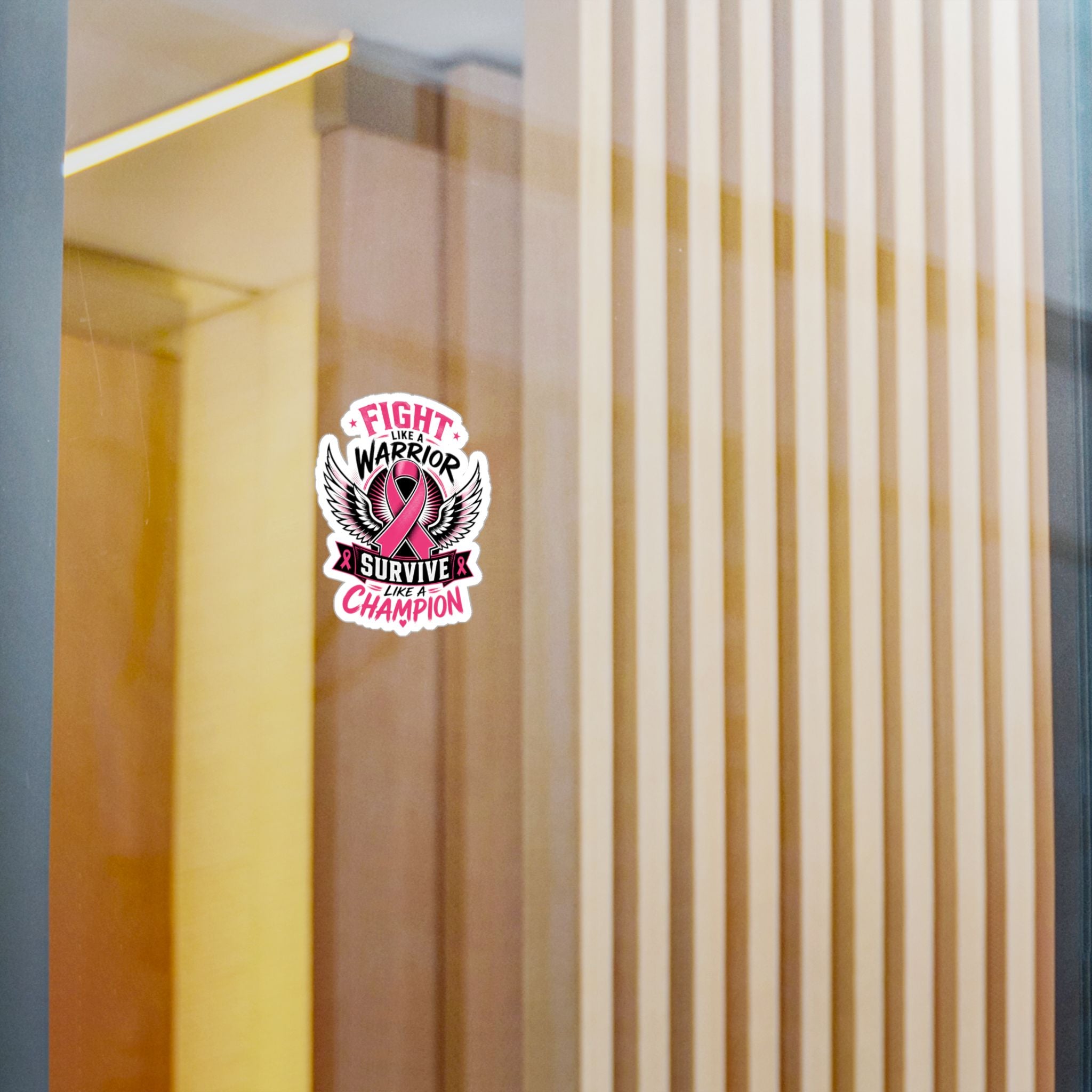 Fight Like a Warrior, Survive Like a Champion Breast Cancer Awareness Vinyl Sticker