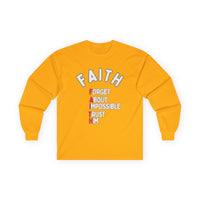 Faith Long-Sleeve Cotton Tee – Forget About Impossible, Trust Him