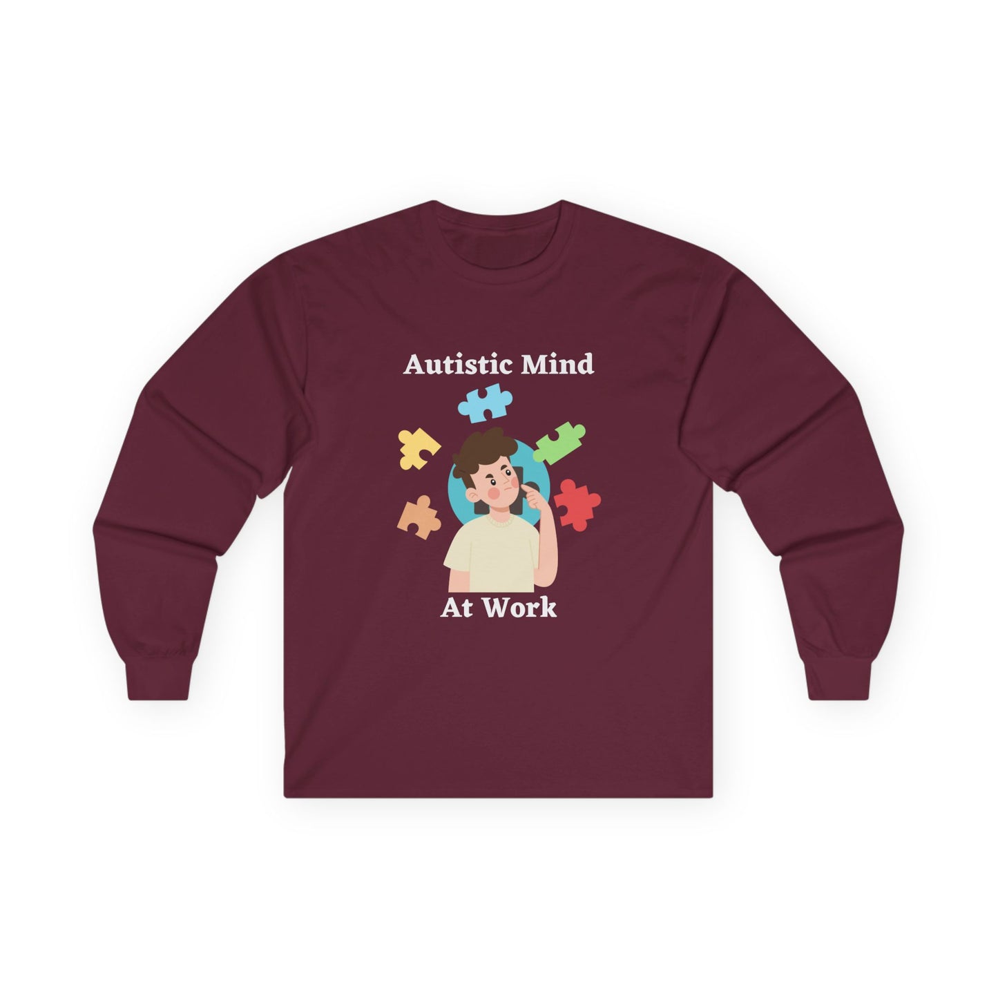 Autistic Mind At Work Long Sleeve Tee — White
