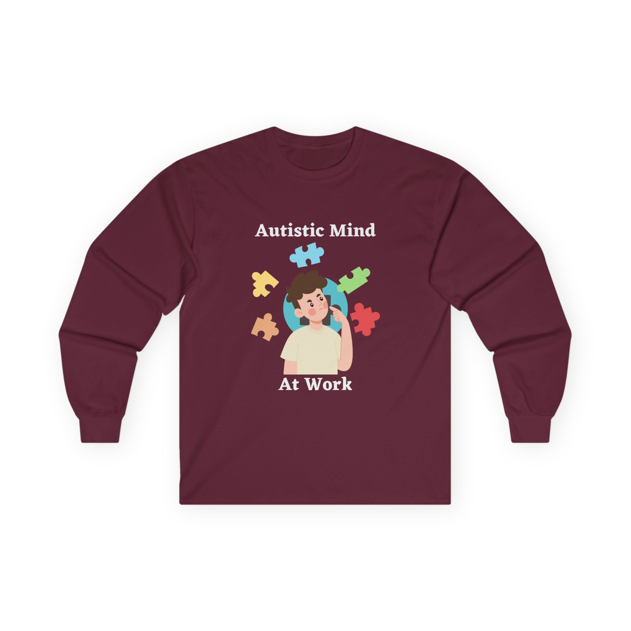 Autistic Mind At Work Long Sleeve Tee — White