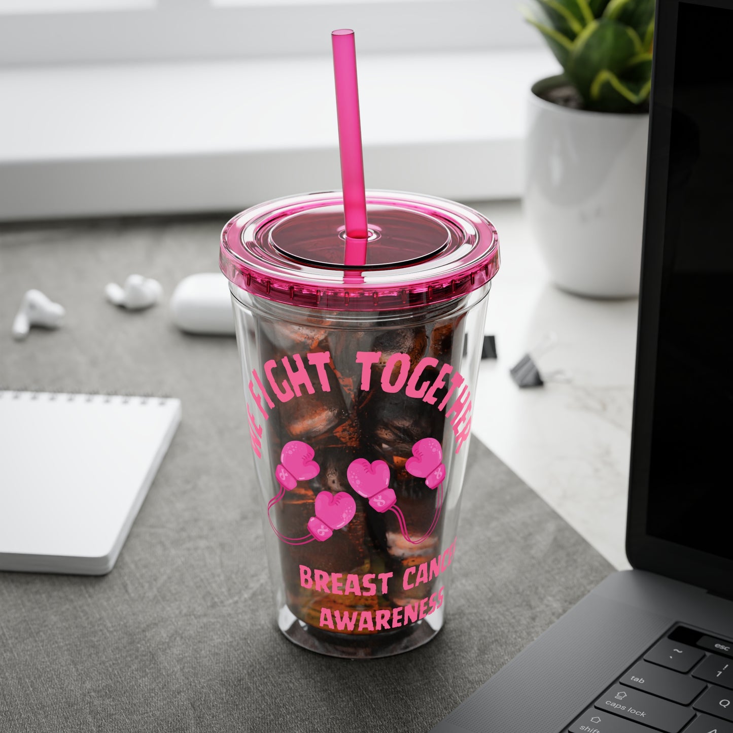 "We Fight Together" 16oz Tumbler with Straw Cup