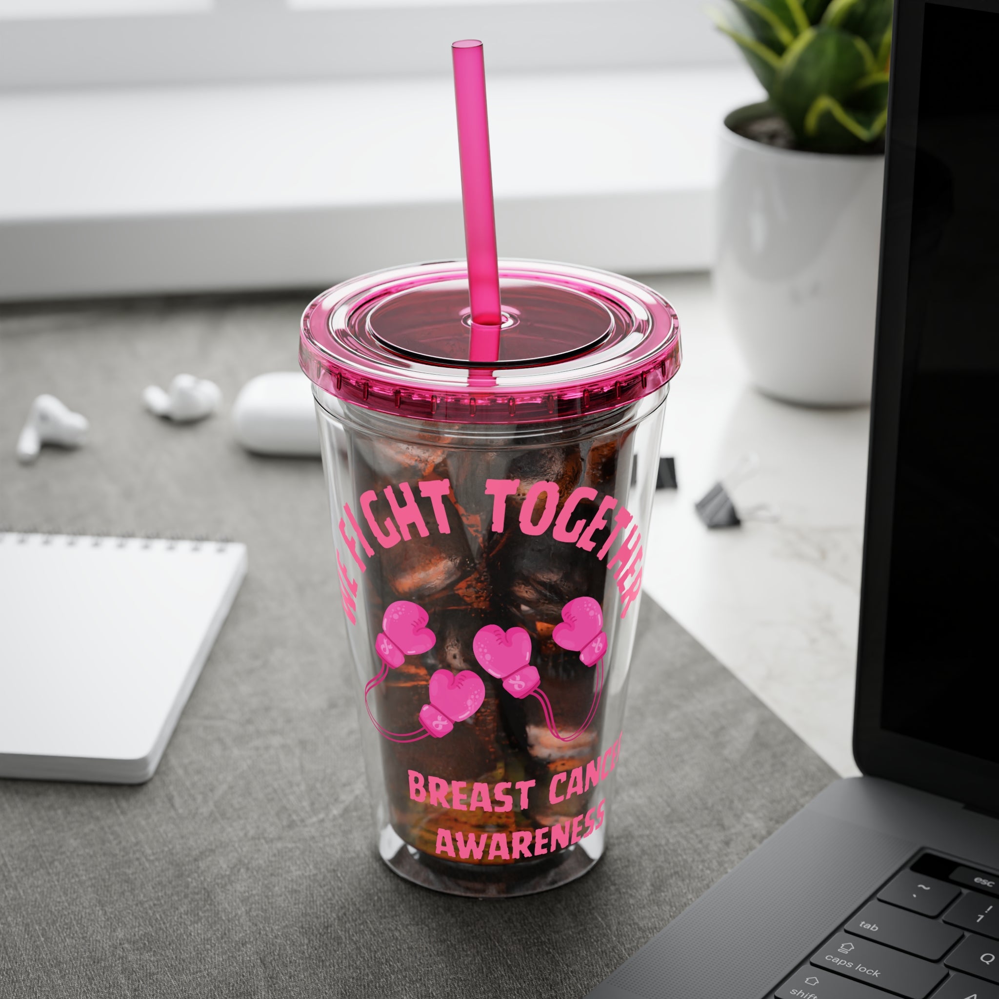 "We Fight Together" 16oz Tumbler with Straw Cup