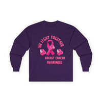Breast Cancer Awareness Long Sleeve Tee – “We Fight Together” Pink Ribbon