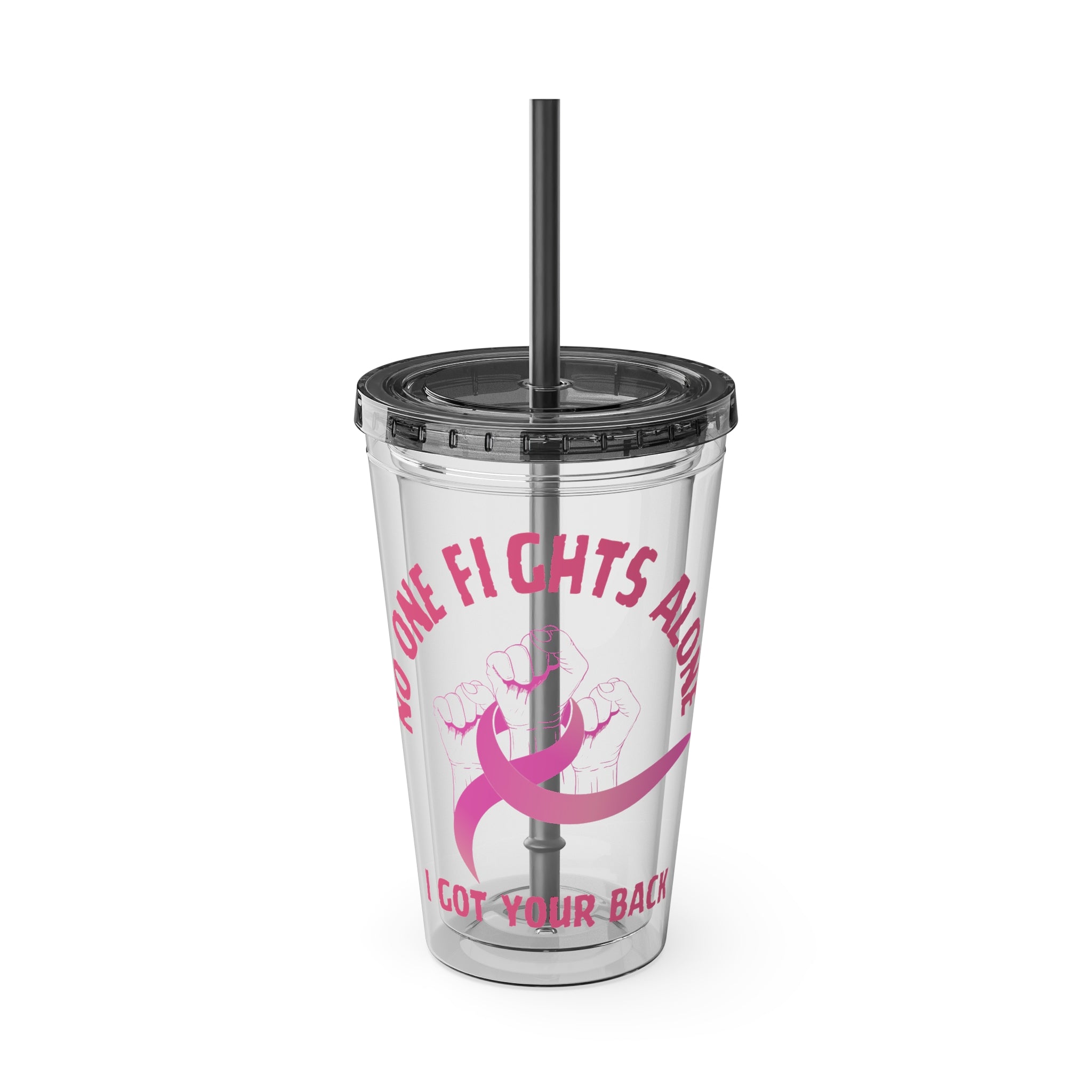 "No One Fights Alone" 16oz Tumbler with Straw