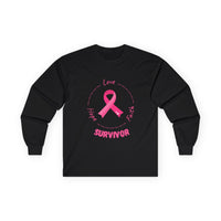 Breast Cancer Survivor Long Sleeve Tee — Pink Ribbon “Survivor”