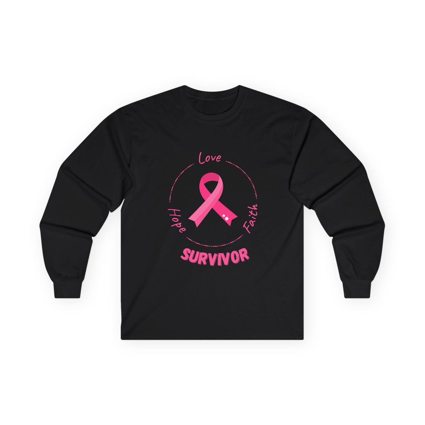 Breast Cancer Survivor Long Sleeve Tee — Pink Ribbon “Survivor”
