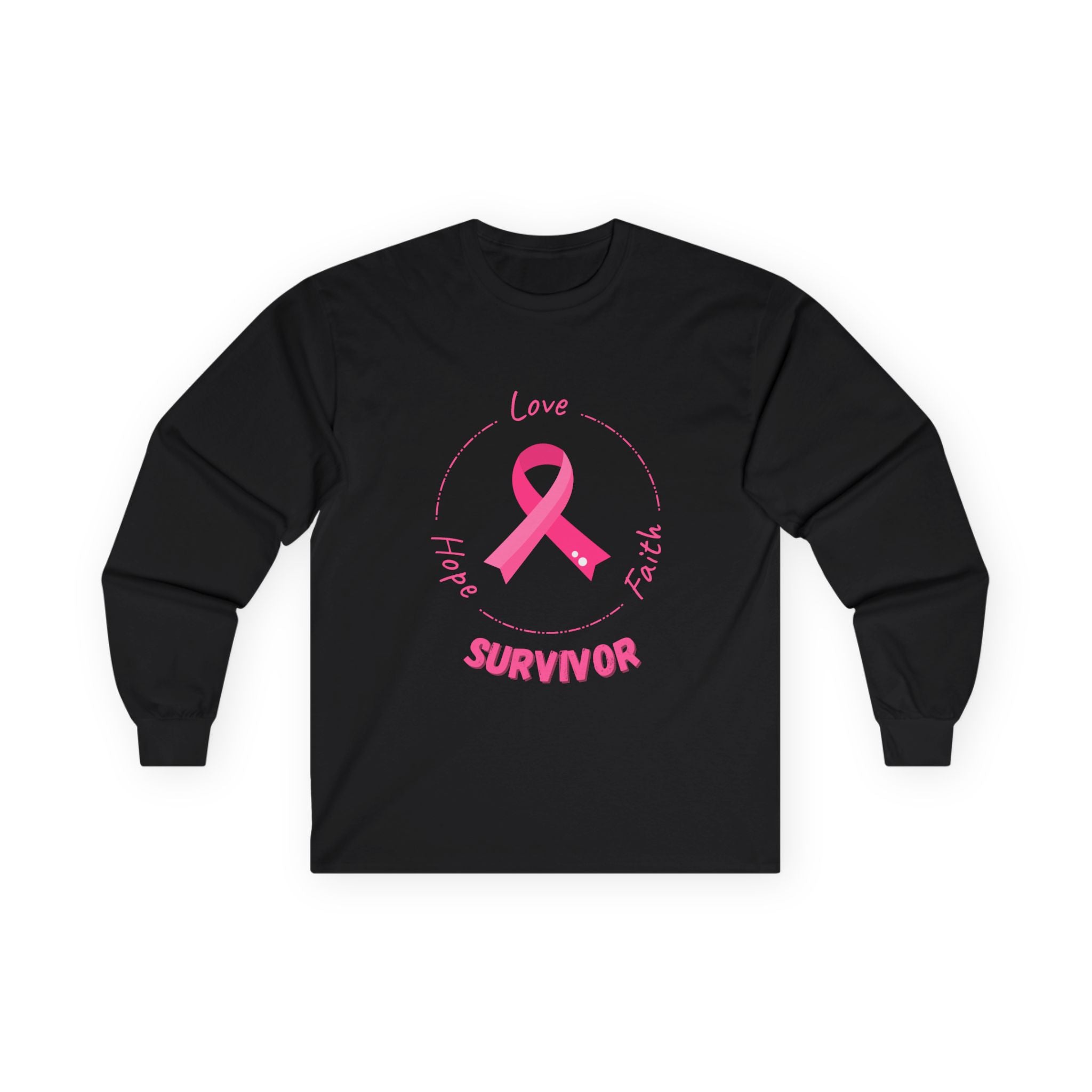 Breast Cancer Survivor Long Sleeve Tee — Pink Ribbon “Survivor”