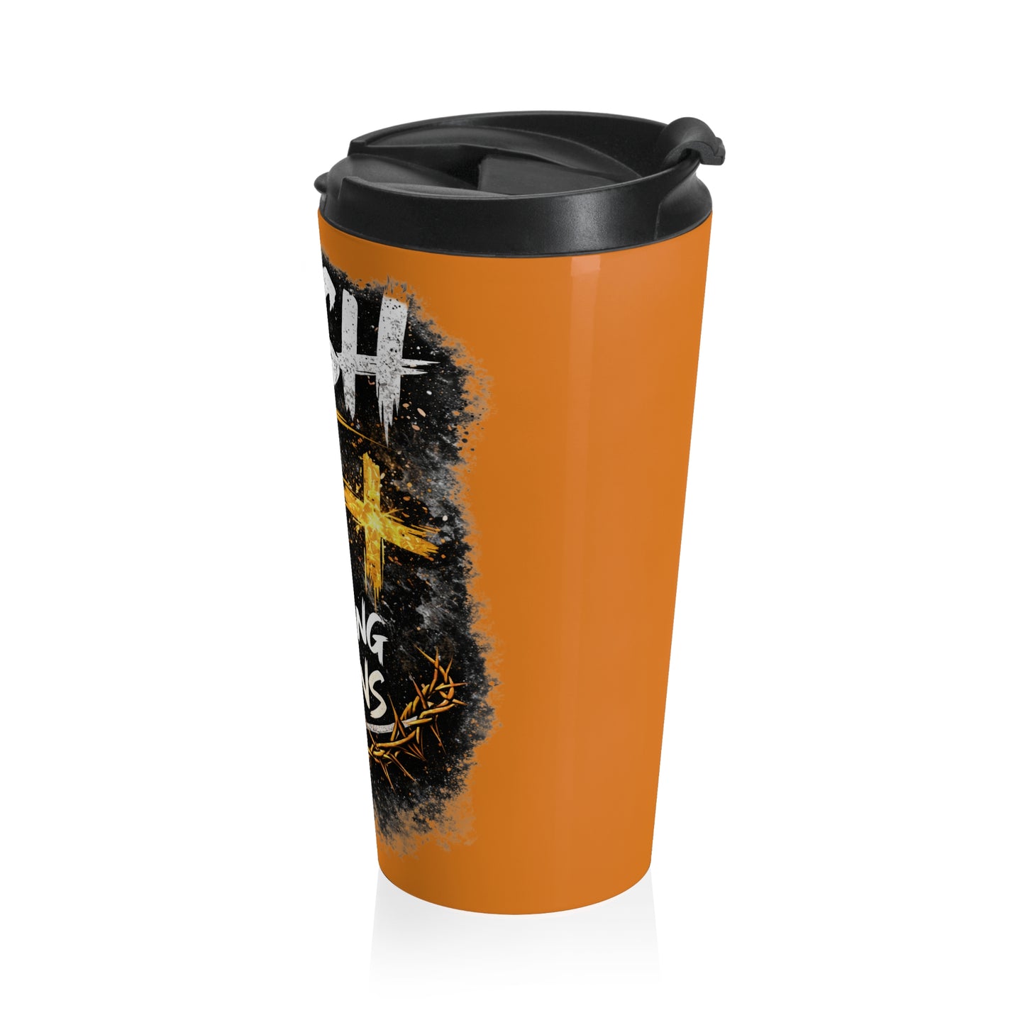 Push: Pray Until Something Happens Stainless Steel Orange Travel Mug