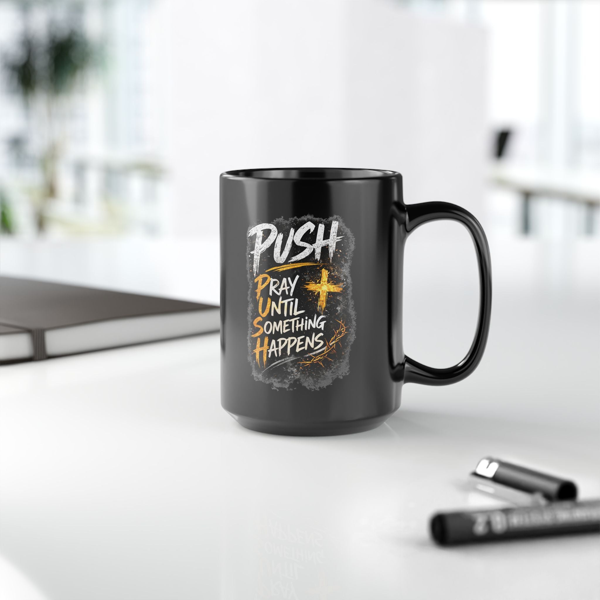 Push Black Coffee Mug — (11oz & 15oz)