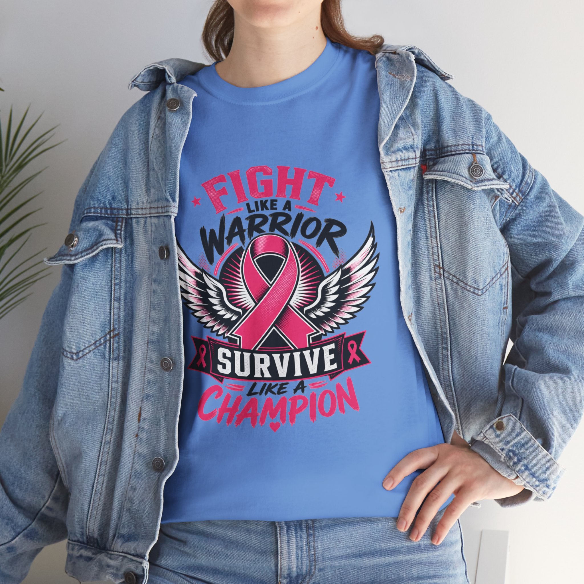 Fight Like a Warrior, Survive Like a Champion Breast Cancer Awareness T-Shirt
