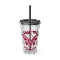 Together We Rise Butterfly Breast Cancer 16oz Tumbler with Straw