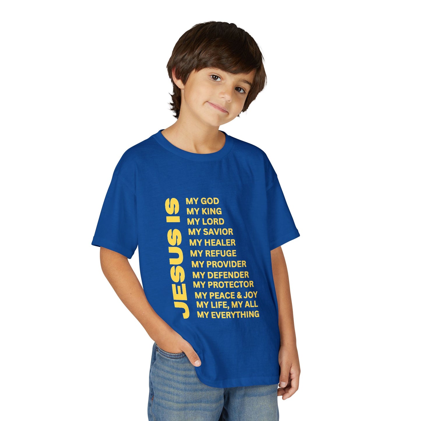 Christian JESUS IS Youth Short Sleeve - Yellow