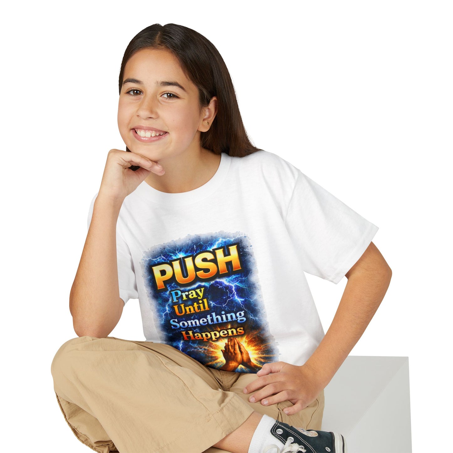 "Push: Pray Until Something Happens" Youth T-shirt - Hands
