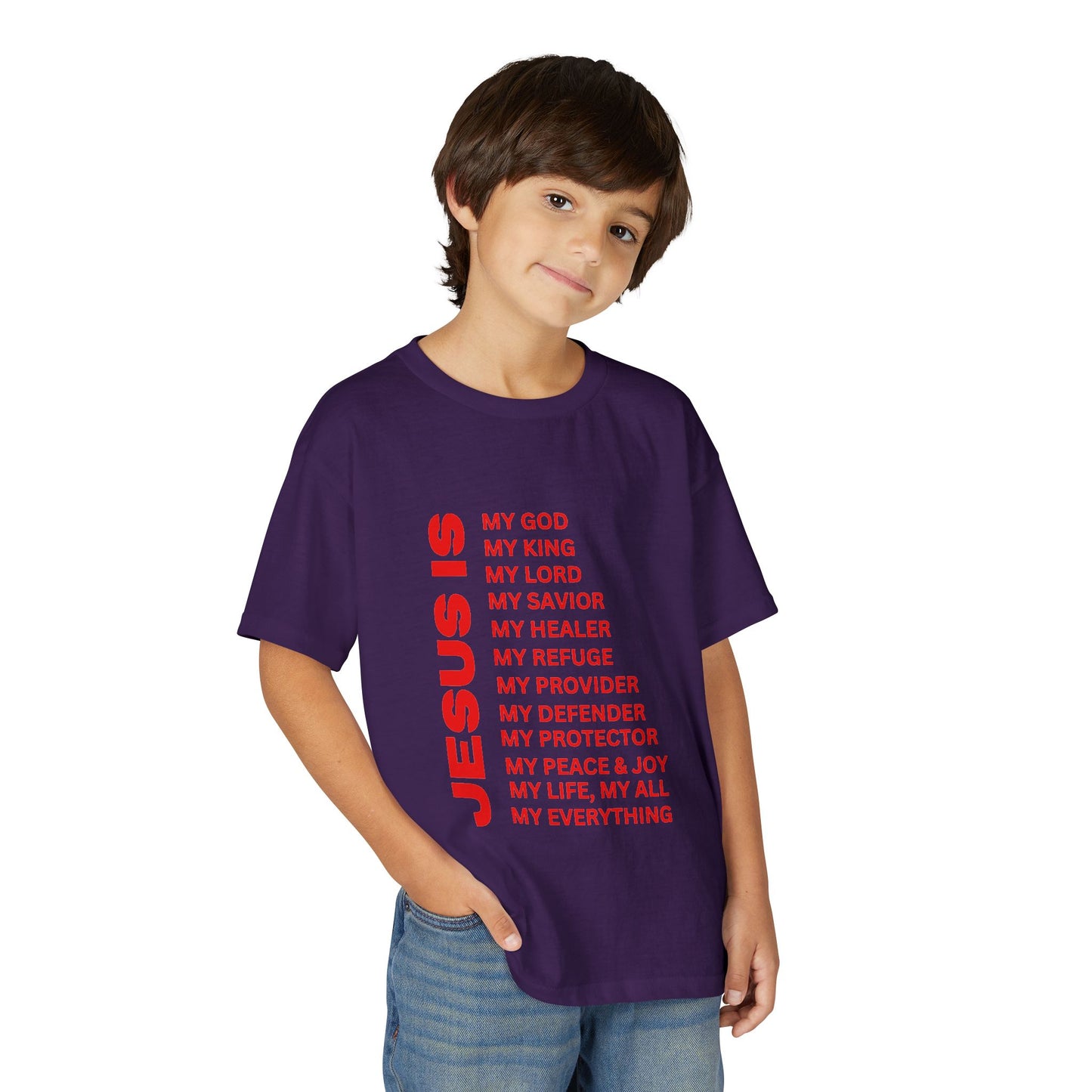 Christian JESUS IS Youth Short Sleeve - Red