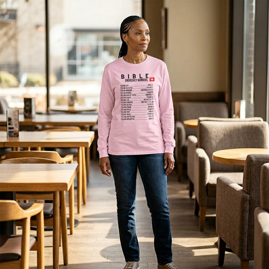 Bible Emergency Numbers Long Sleeve Tee - Black