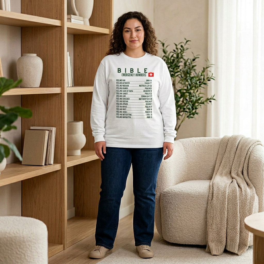 Bible Emergency Numbers Long Sleeve Tee - Green