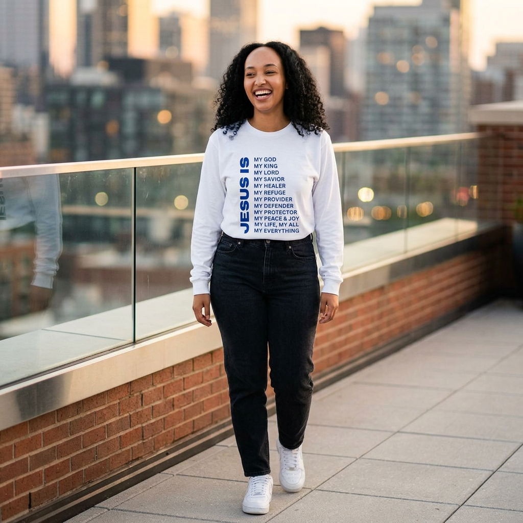 Christian JESUS IS Long Sleeve - Blue