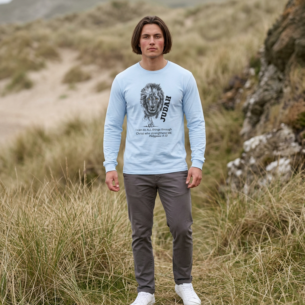 Lion of Judah Long Sleeve Tee - "I Can Do All Things' Philippians 4:13
