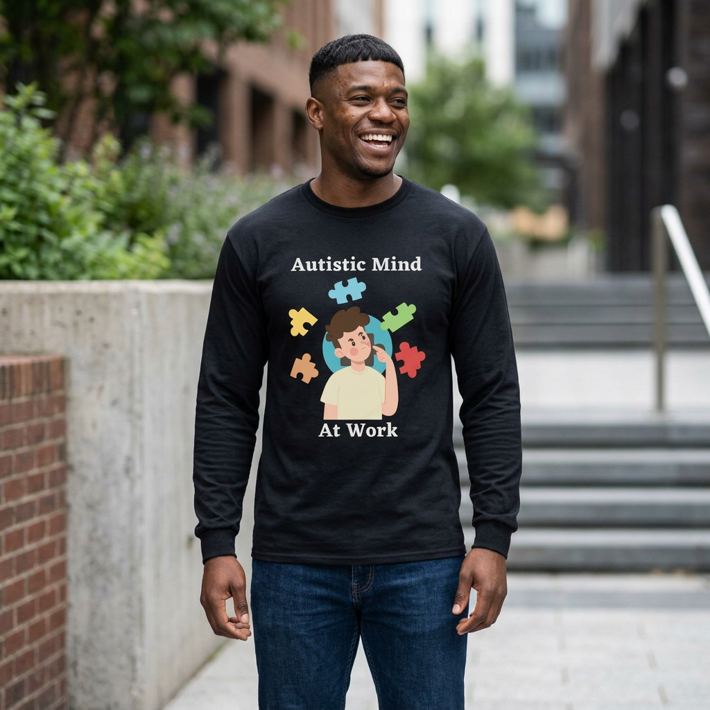 Autistic Mind At Work Long Sleeve Tee — White