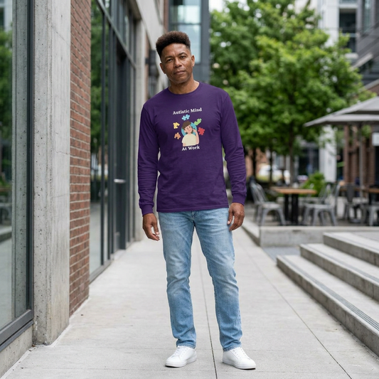 Autistic Mind At Work Long Sleeve Tee — White