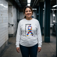 Autism Puzzle Ribbon Long Sleeve Tee — Blk