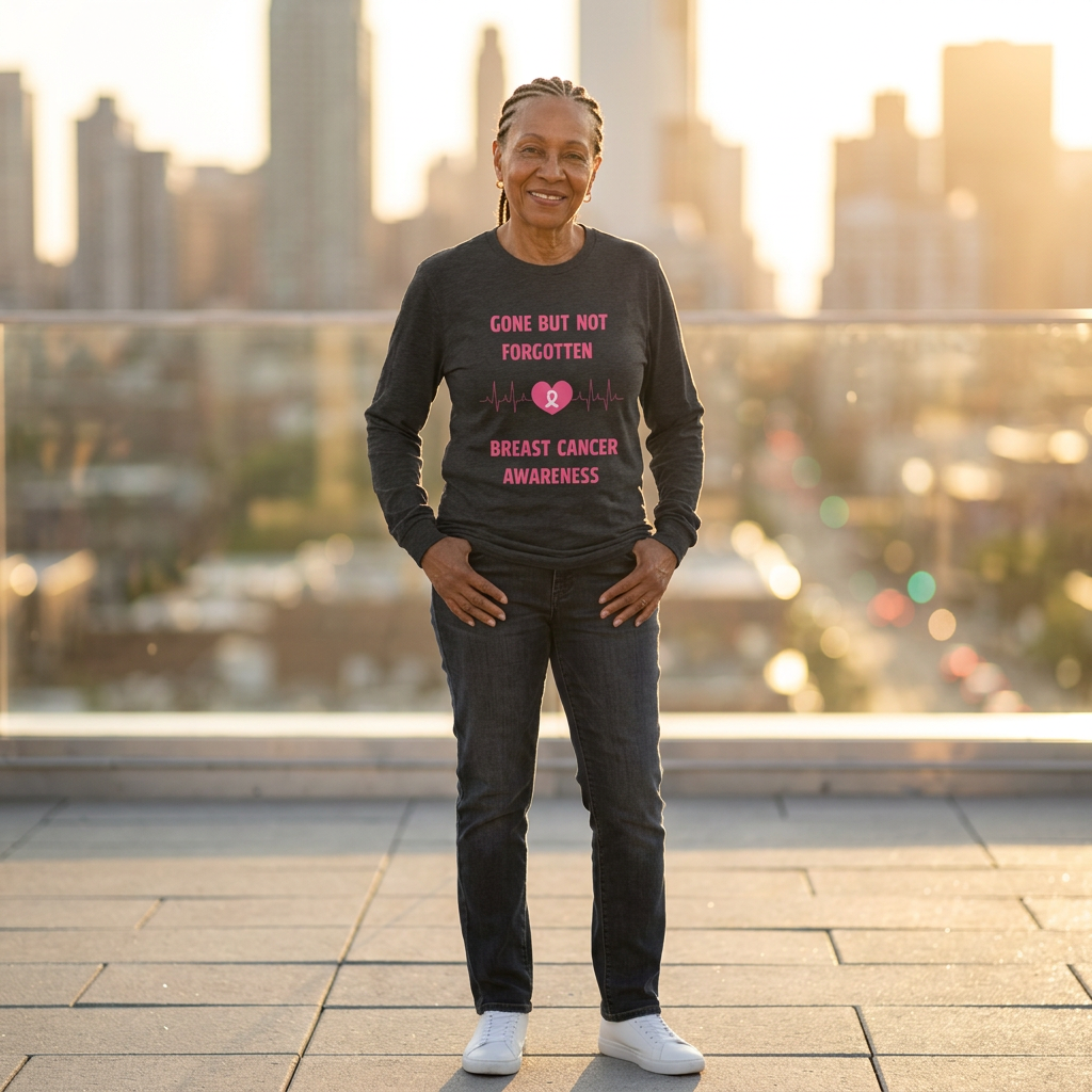Breast Cancer Awareness Long Sleeve Tee — "Gone But Not Forgotten"