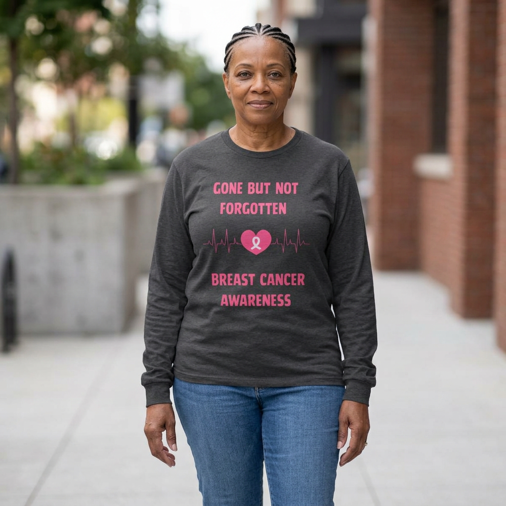 Breast Cancer Awareness Long Sleeve Tee — "Gone But Not Forgotten"