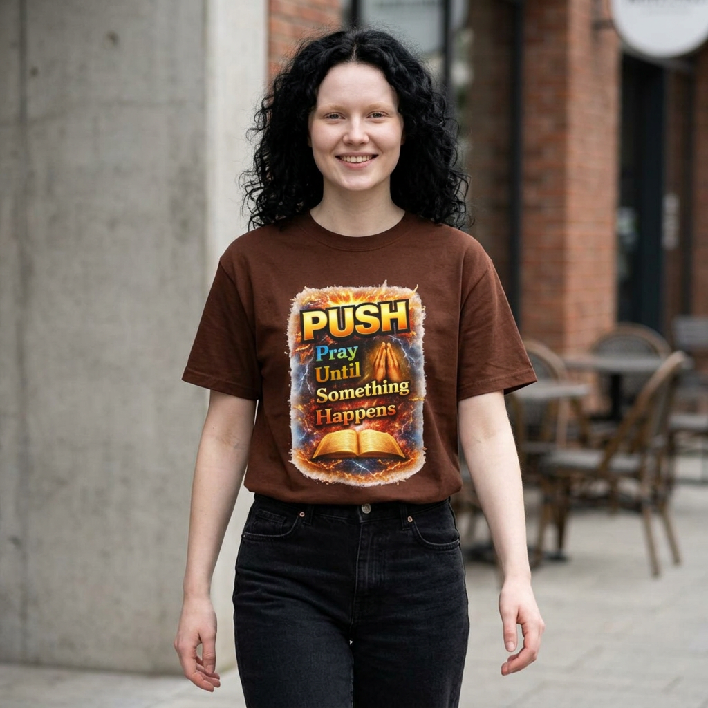 Push Pray Until Something Happens T‑Shirt - Bible — 7X only