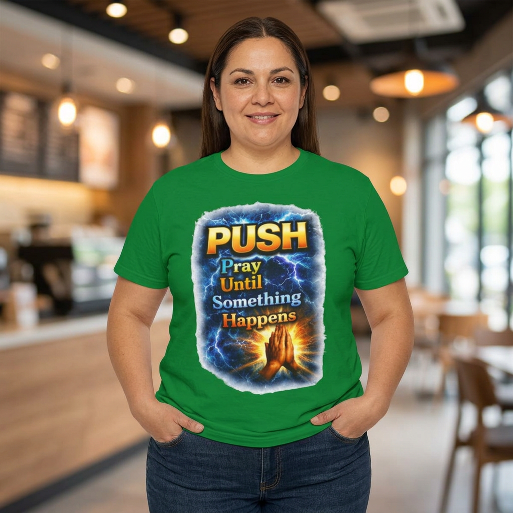 Push Pray Until Something Happens T‑Shirt - Hands — 7X only