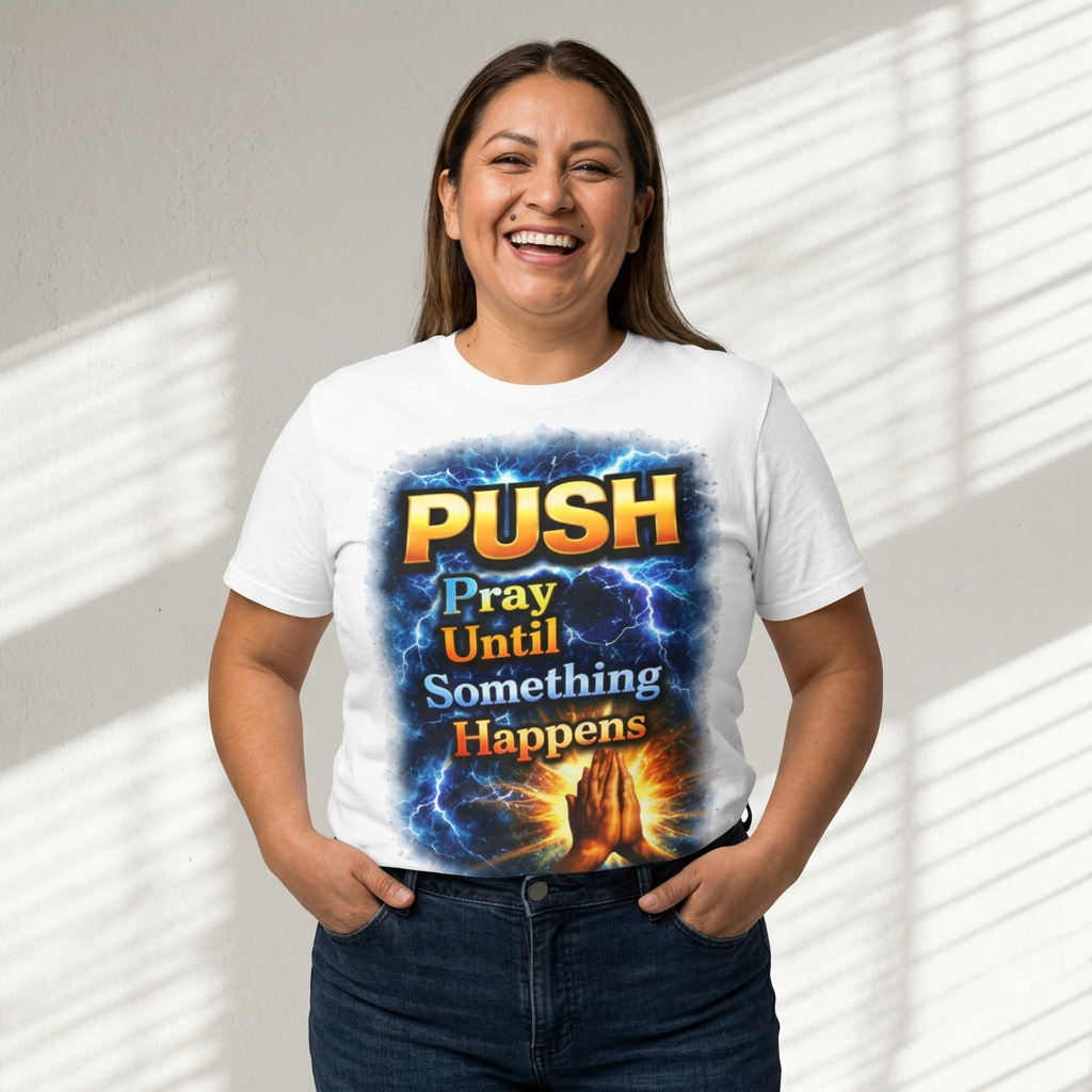 Push Pray Until Something Happens T‑Shirt - Hands — 7X only