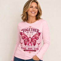 Together We Rise Pink Ribbon Breast Cancer Awareness Long Sleeve Tee