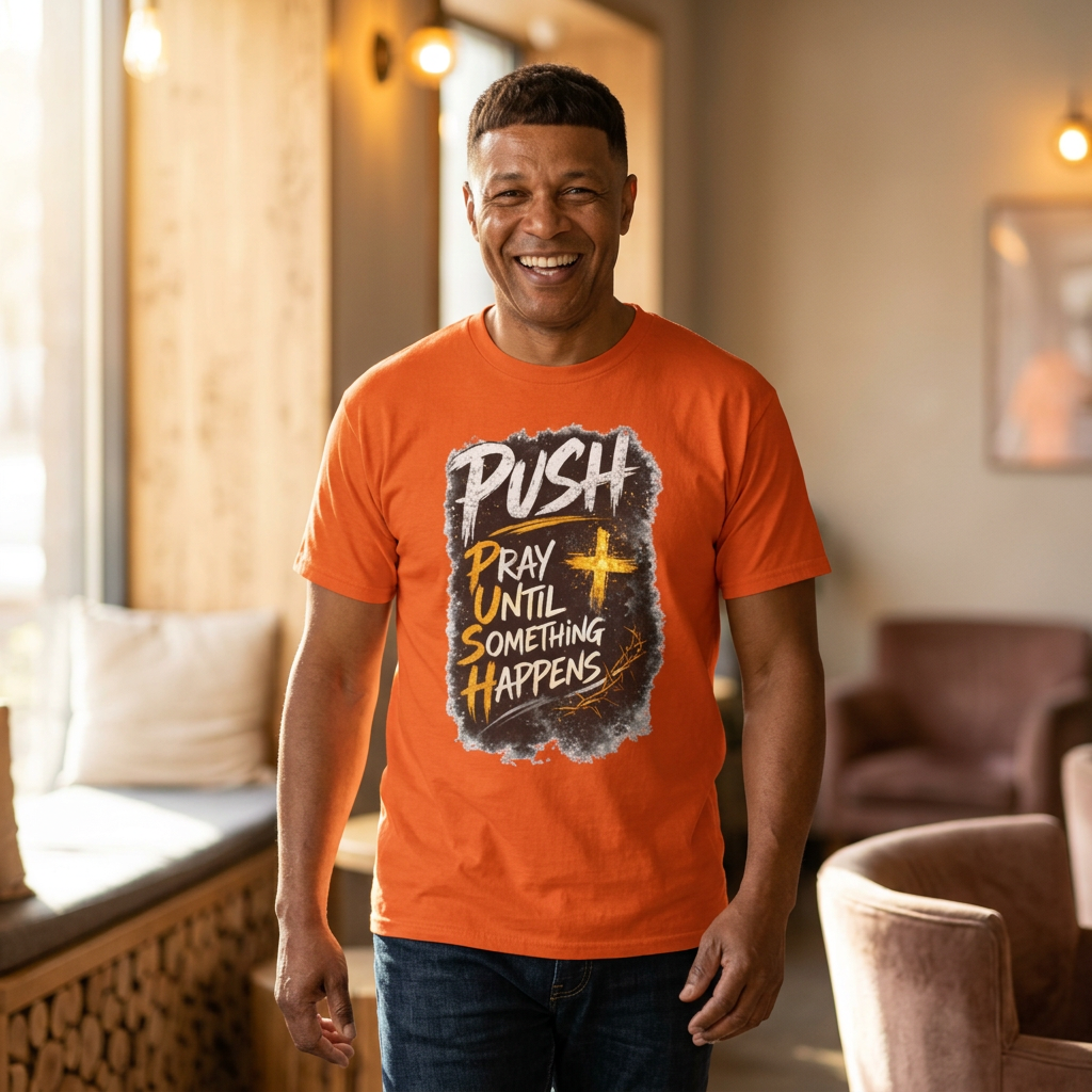 PUSH Pray Until Something Happens Christian T-Shirt  - 2